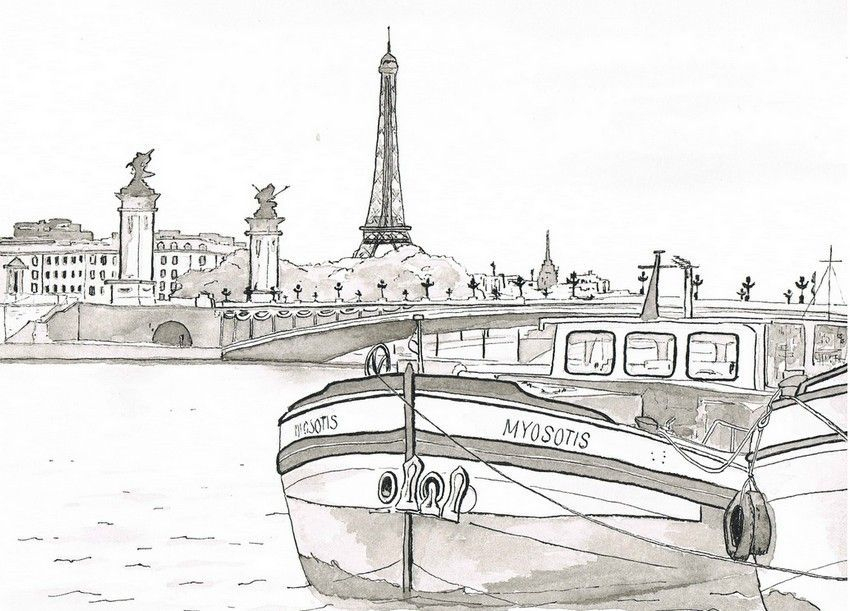 Péniche Sur La Seine - Péniche Sur La Seine Les Images Impressionnantes encequiconcerne Coloriage Paris À Imprimer
