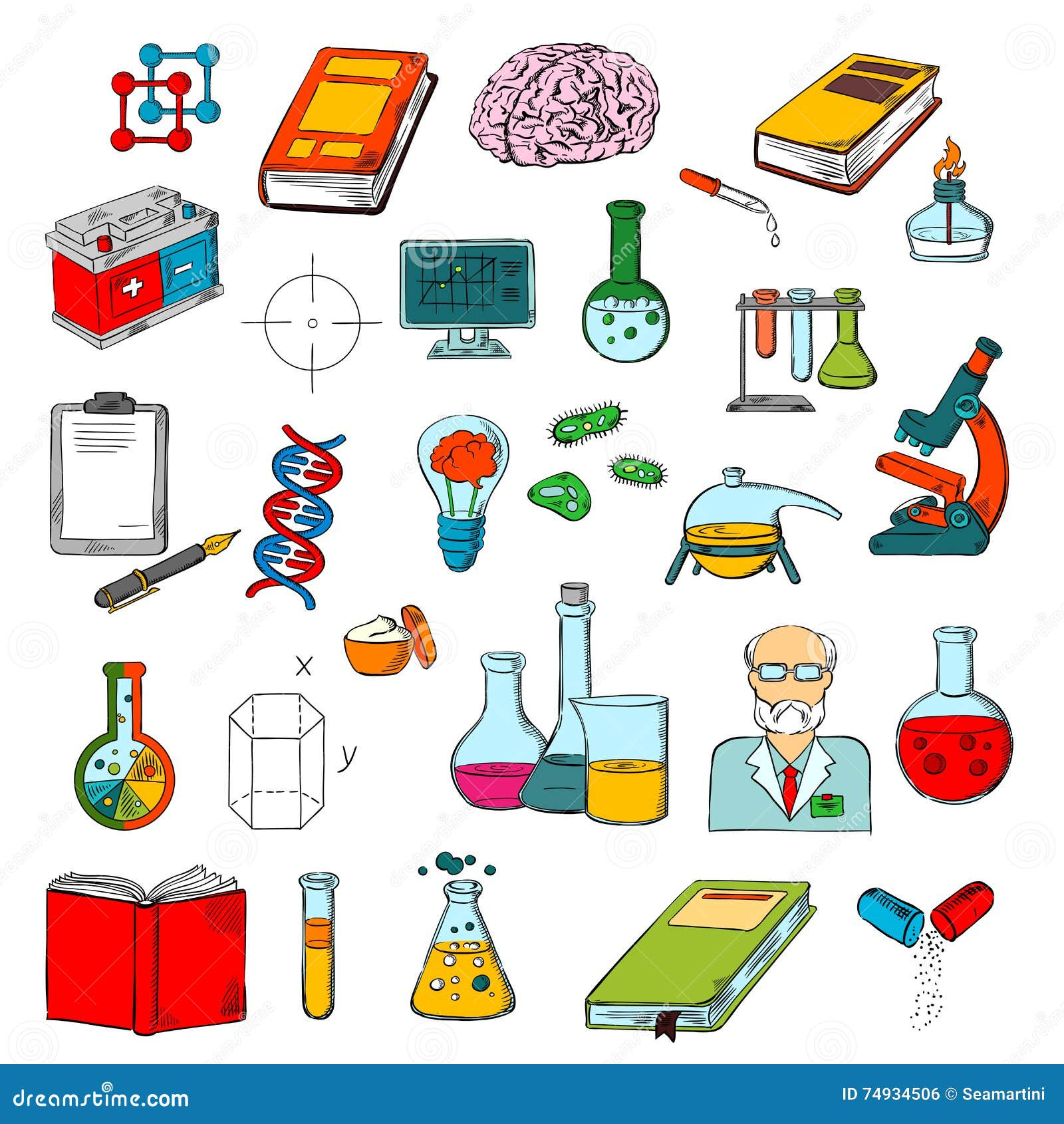 Physics, Chemistry, Medicine Science Research Icon Stock Vector destiné Page De Garde Phisique Chimie