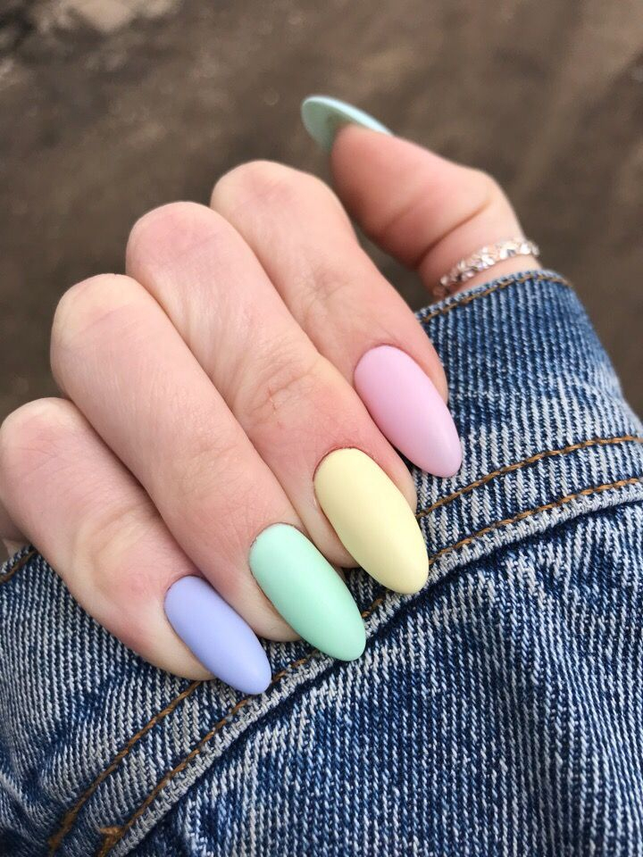 Pin By Abby On Nails | Multicolored Nails, Rainbow Nails, Short Acrylic concernant Ongles Bleu Pastel