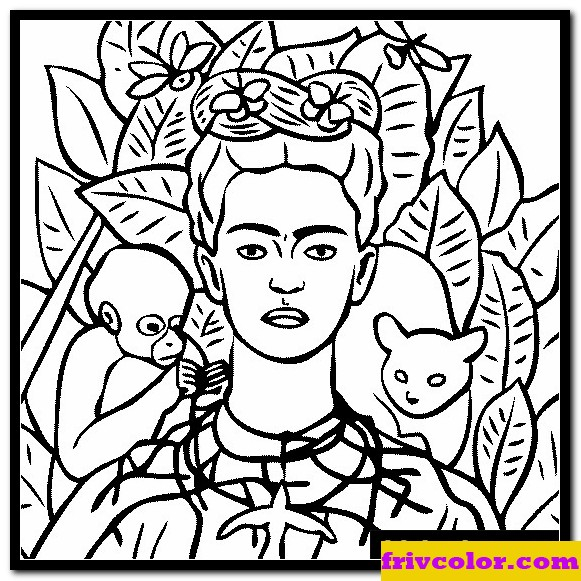 Pin On Frida Kalo destiné Coloriage Frida Kahlo