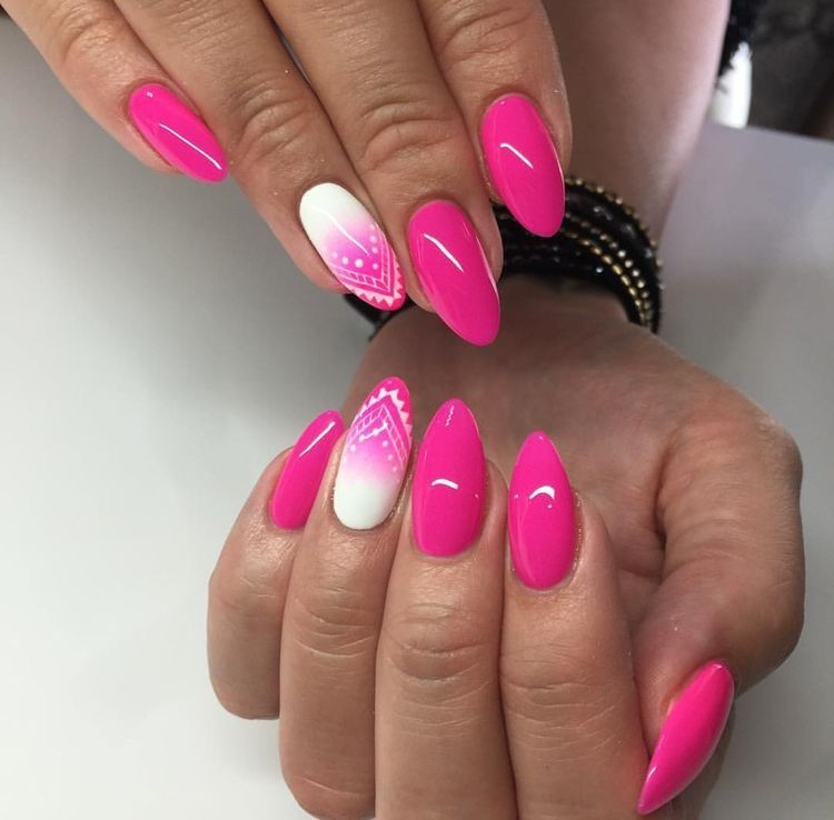 Pink Gel Nails, Pink Nail Art, Gel Nail Colors, Pretty Acrylic Nails intérieur Ongle Rose Fluo