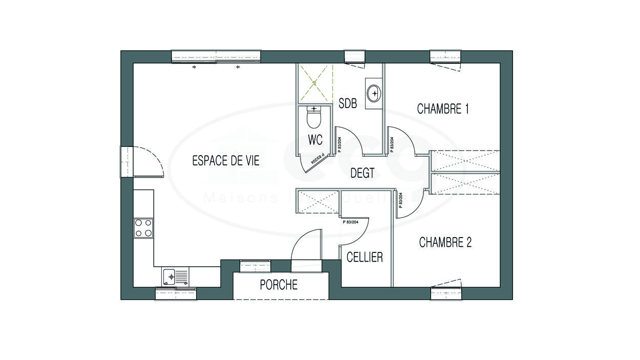Plan De Maison 2 Chambres Salon + Cuisine Pdf - Recherche Google | Good serapportantà Plan Maison 2 Chambres