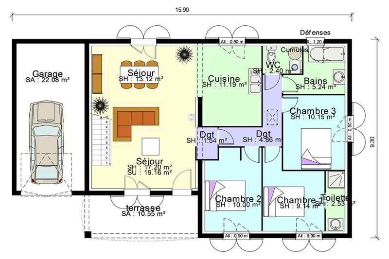Plan Maison Avec Plan De Maison Plainpied Avec Suite Parentale | House intérieur Plan Maison 4 Chambres Avec Suite Parentale