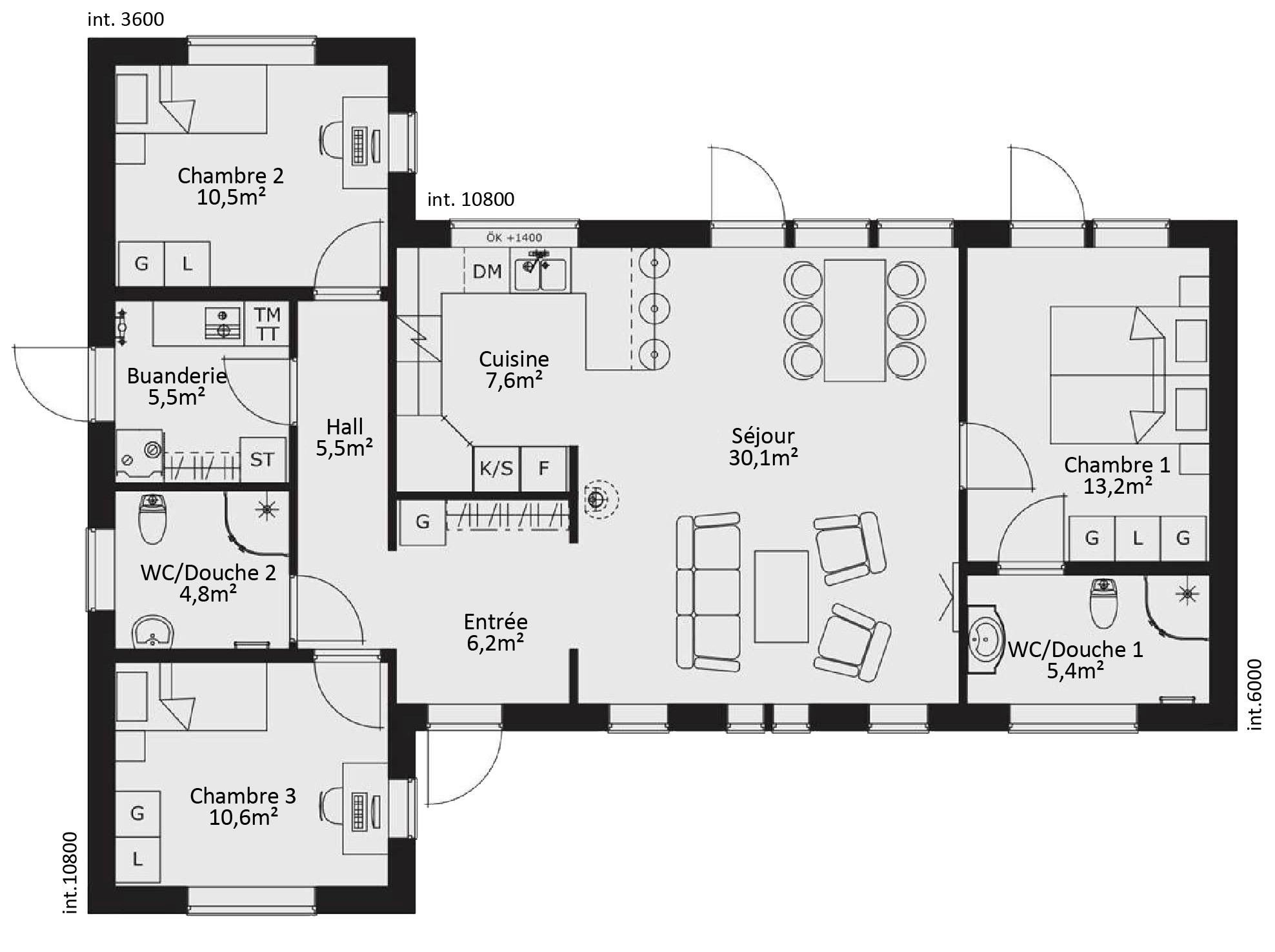 Plan Maison Ossature Bois Plain Pied 4 Chambres Maison Modernes encequiconcerne Plan Maison En L