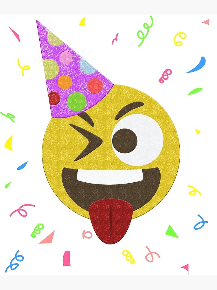 Poster « Silly Face Emoji Fête D&amp;#039;Anniversaire », Par Peaktee | Redbubble concernant Emoji Anniversaire Gratuit Animé