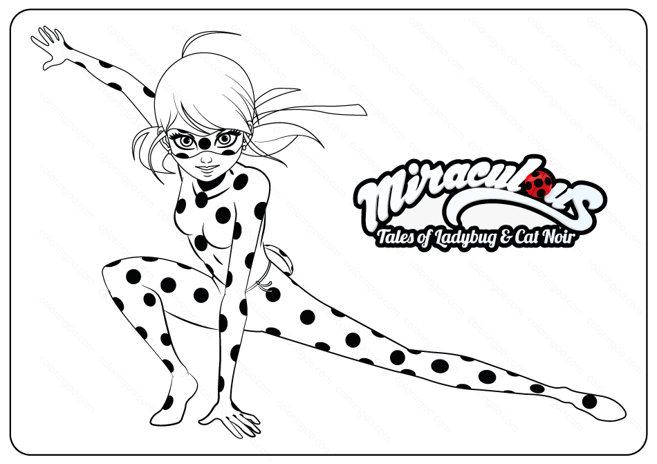 Printable Miraculous Tales Of Ladybug Coloring Page Pdf pour Ladybug Coloriage