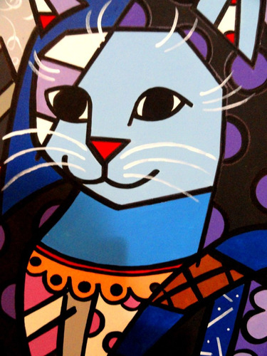 Quadro Tela - Painel Mona Cat - Romero Britto - R$ 405,00 No Mercadolivre avec Romero Britto Mona Cat