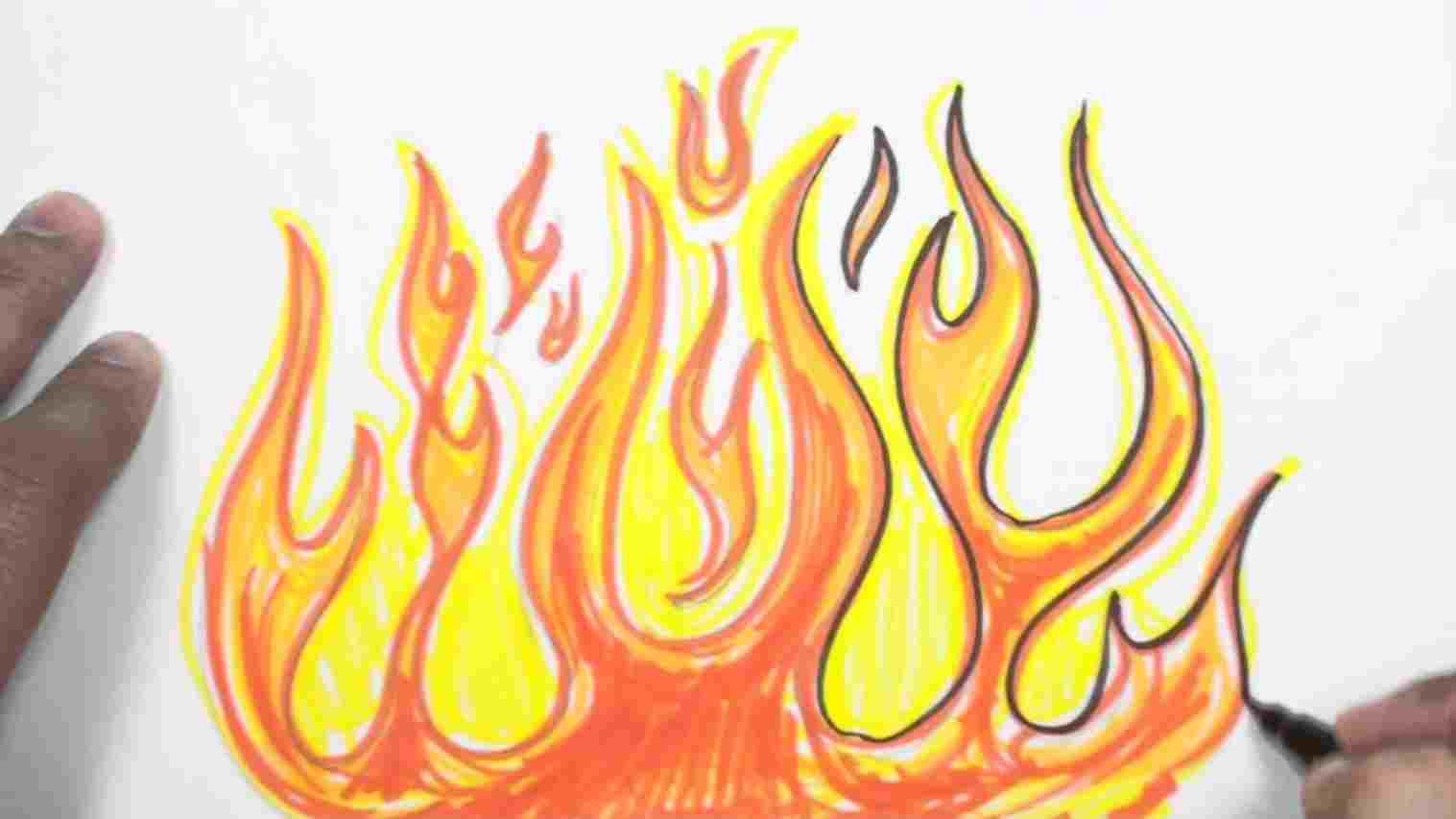 Realistic Flame Drawing At Paintingvalley | Explore Collection Of dedans Dessin De Flamme À Imprimer