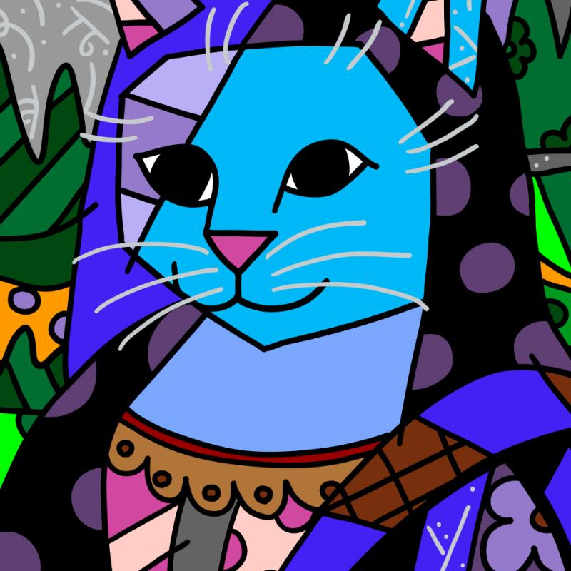 Romero Britto &amp;quot;New Mona Cat&amp;quot; Hand Signed Giclee On Canvas intérieur Romero Britto Mona Cat