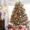 Sapin De Noël Traditionnel Ou Moderne, Rouge Et Blanc En Mode pour Sapin Blanc Et Or