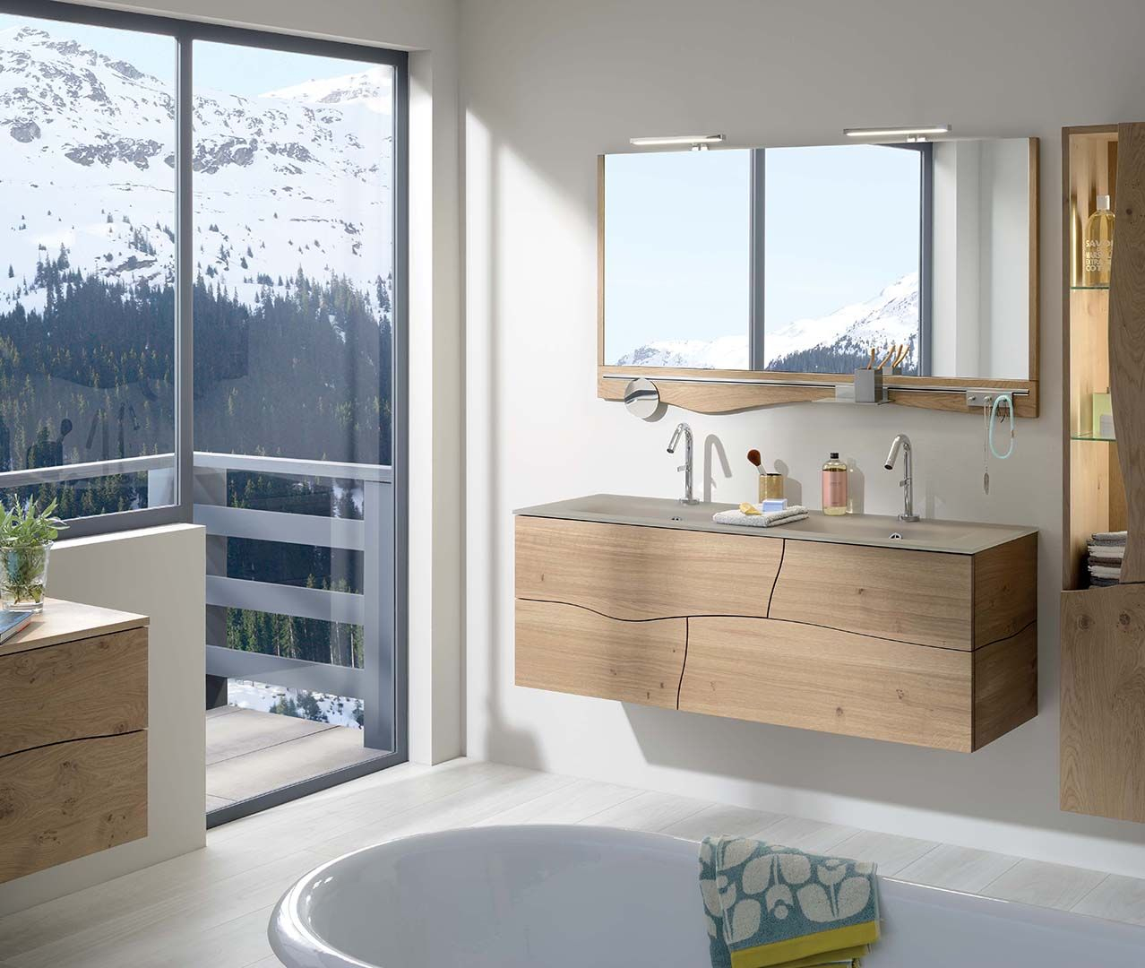 Style Rustique Et Contemporain Pour Cette Salle De Bain En Bois Naturel dedans Salle De Bain Bois Et Pierre