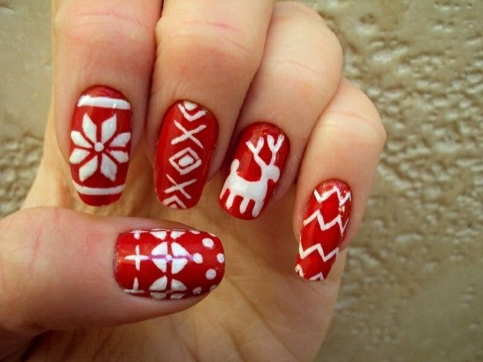 Superbe-Idee-Ongles-Gel-Noel-Tuto-Ongle-Noel-Rouge-Et-Blanc Pretty Toes destiné Ongle Deco Noel
