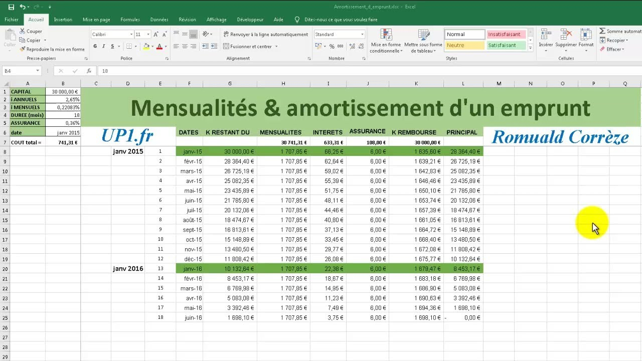 Tableau Emprunt Excel Gratuit destiné Tableau Excel Calcul Remboursement Mutuelle