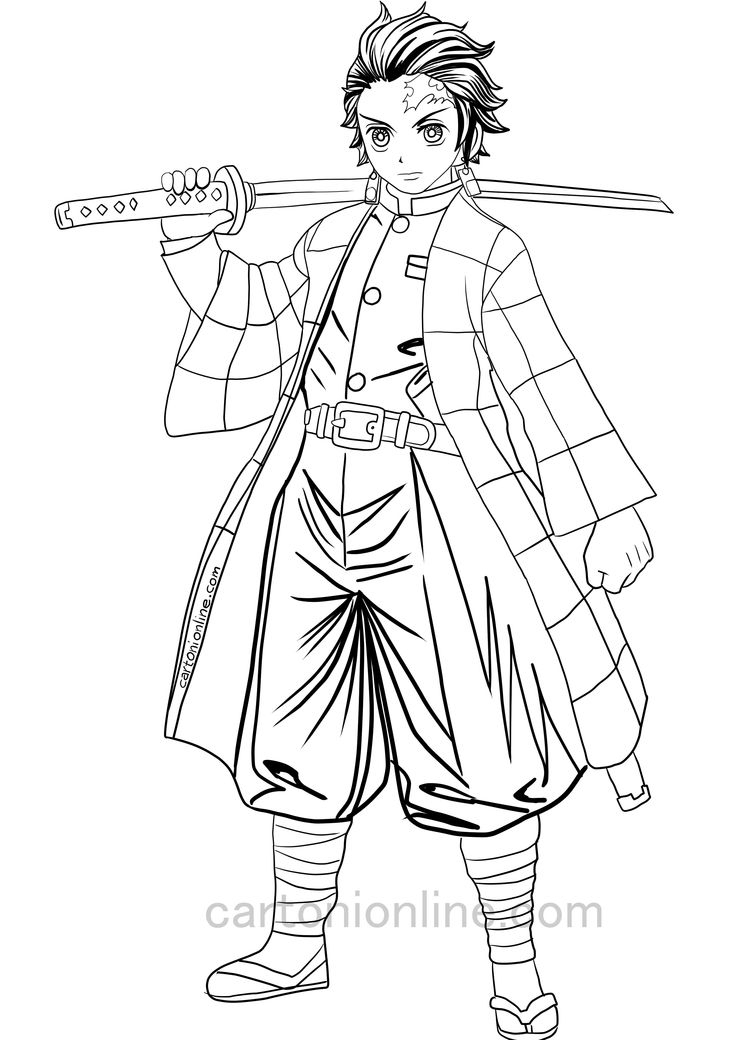 Tanjiro Kamado From Demon Slayer Coloring Page | Manga Coloring Book à Dessin A Colorier Demon Slayer
