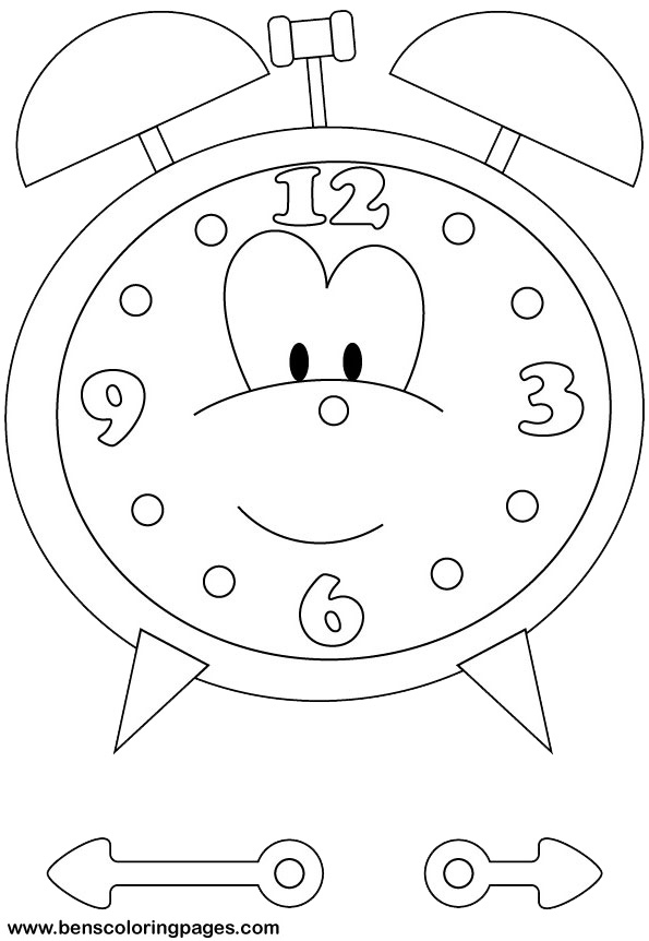 Time Clock Coloring Pages Printable pour Coloriage Horloge
