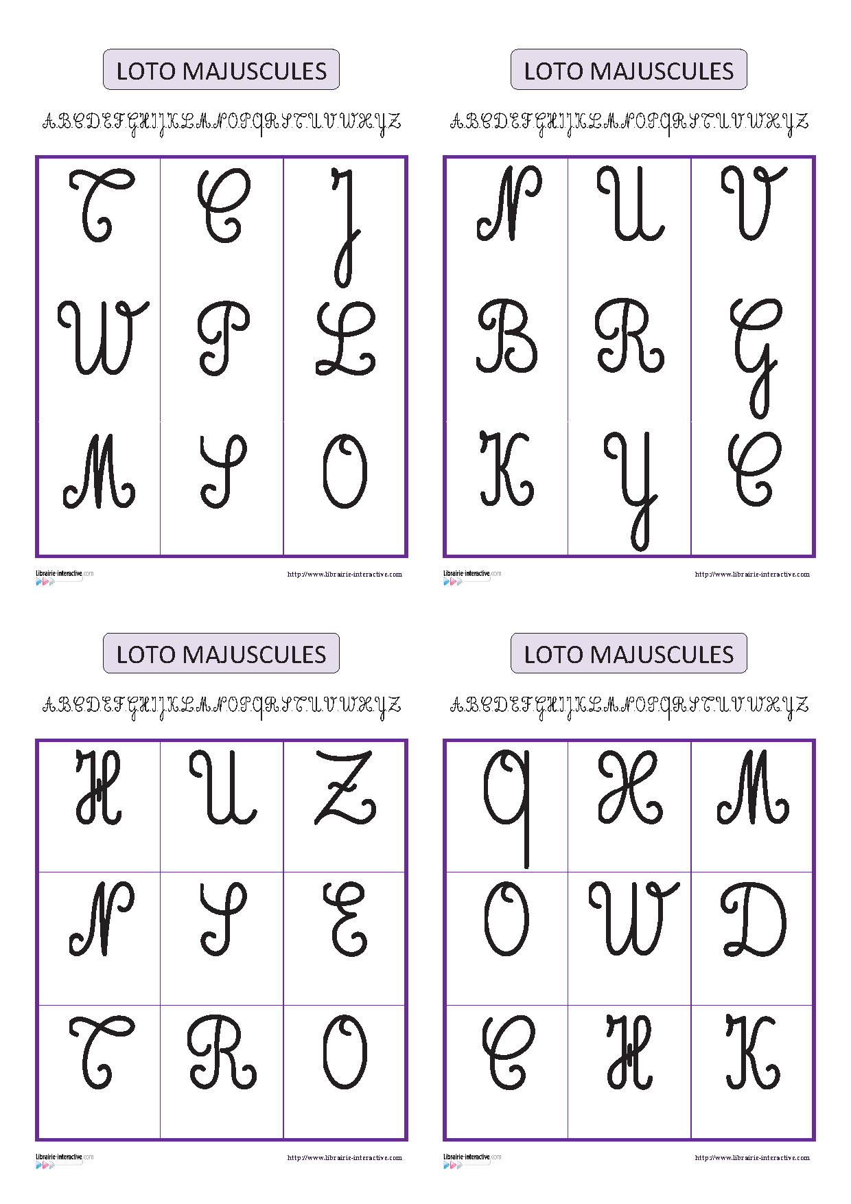 Un Jeu De Loto Pour Apprendre À Reconnaître Les Lettres Majuscules avec Lettre Majuscule Cursive