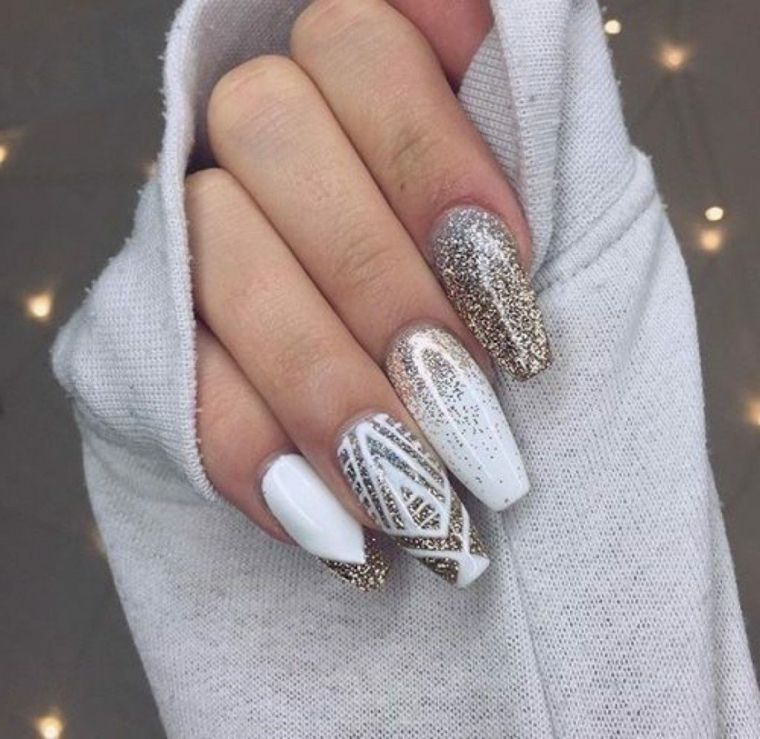 Unghie Semplici Gel, Smalto Colore Bianco, Unghie Forma Ballerina White encequiconcerne Idee Ongles En Gel Blanc