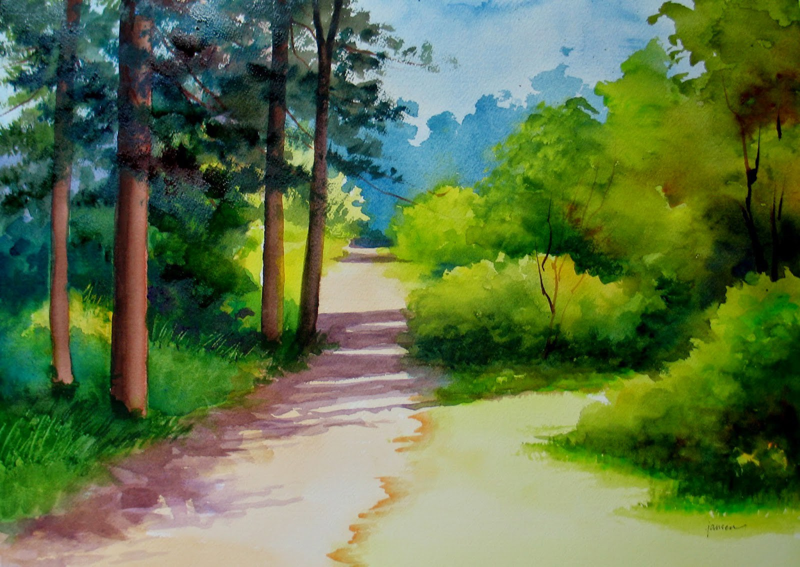 Watercolor Landscape Ideas At Paintingvalley | Explore Collection destiné Paysage Aquarelle Facile