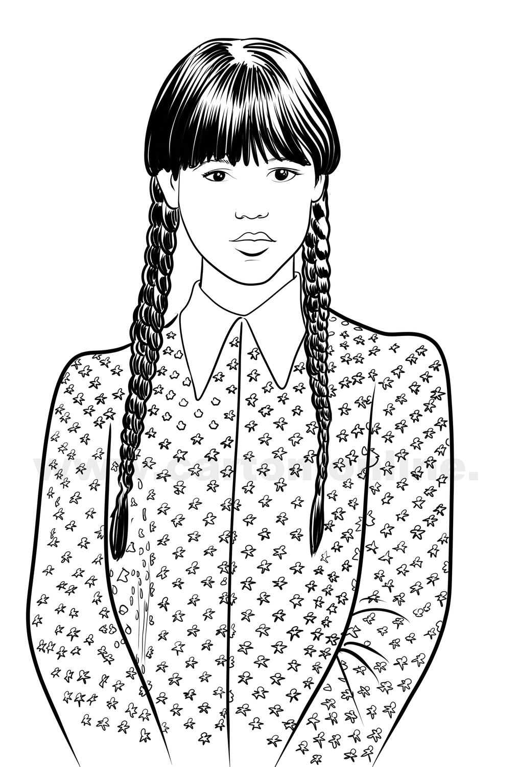 Wednesday Addams (Jenna Ortega) From Wednesday (Tv Series) Coloring Page à Coloriages Mercredi