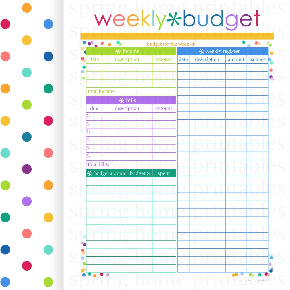 Weekly Budget Budget Planner Printable By Springhomeprintables serapportantà Budget Planner Pdf Gratuit