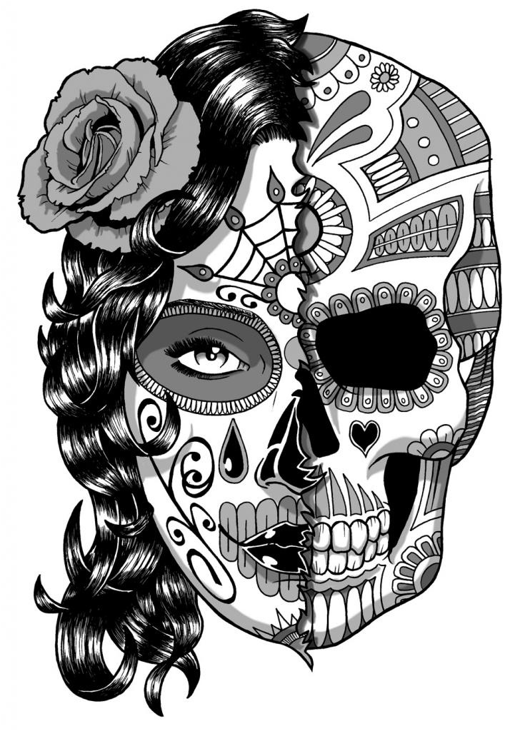 13 Bon Coloriage Squelette Mexicain Collection - Coloriage avec Tête De Mort Dessin À Imprimer