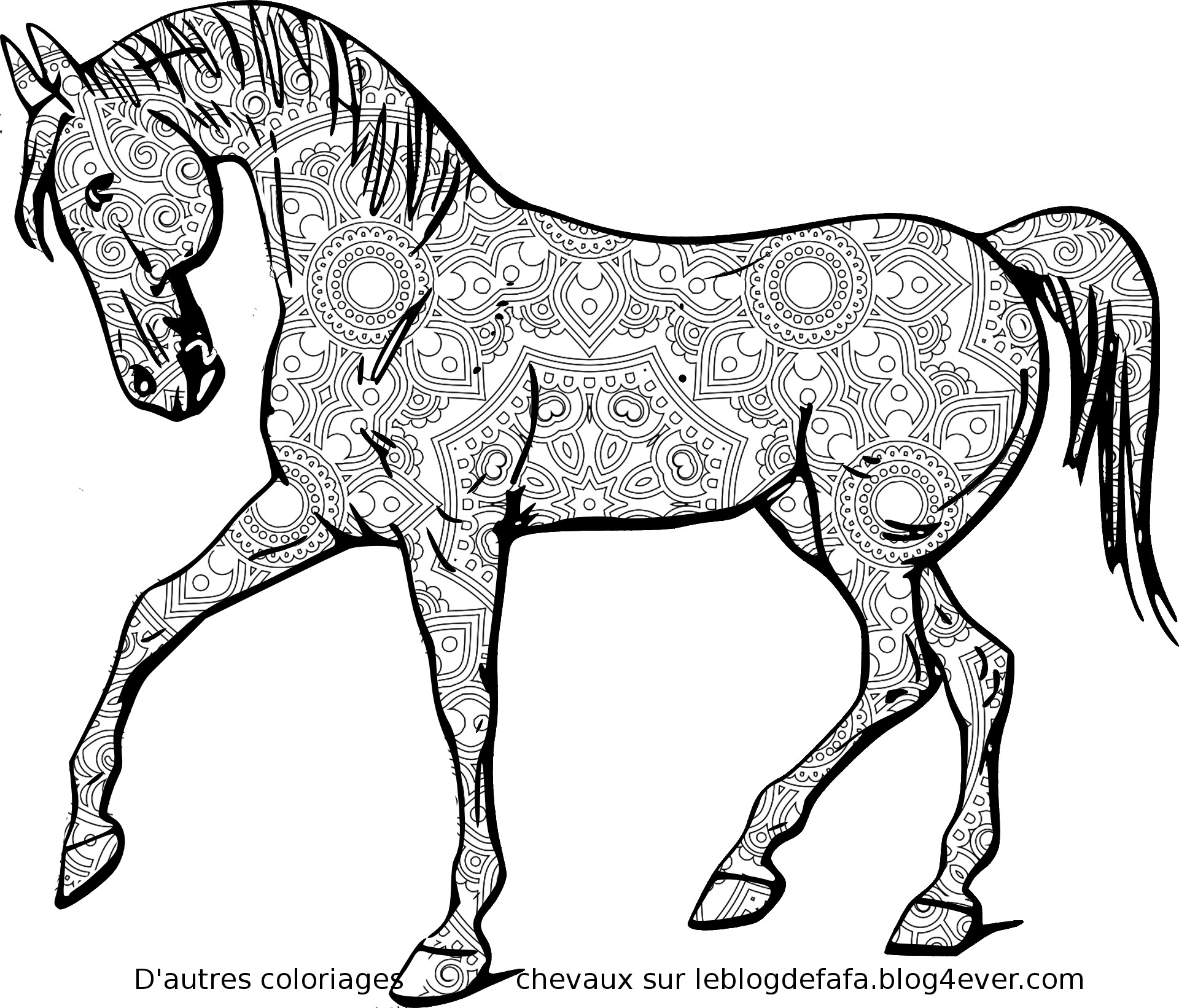 6 Mandalas Chevaux Gratuits À Imprimer / Mandalas Horses Colorings Free concernant Chevaux Dessin A Imprimer