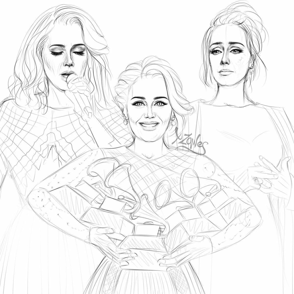 Adele Drawing | Meaningful Drawings, Drawings, Abc Coloring Pages à Coloriage Adele