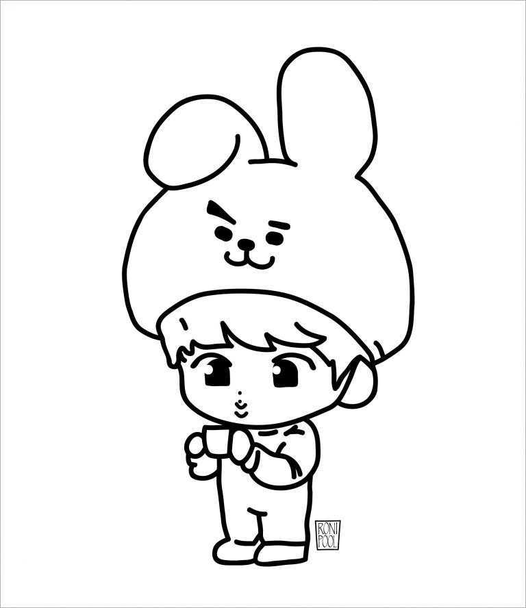 Bts Fanart Bt21 Cooky And Jungkook Chibi Coloring Page - Coloringbay à Coloriage Bts