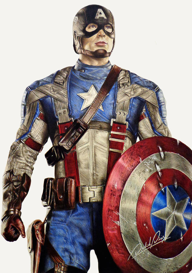 Captain America Drawing By David Dias pour Capitaine America Dessin