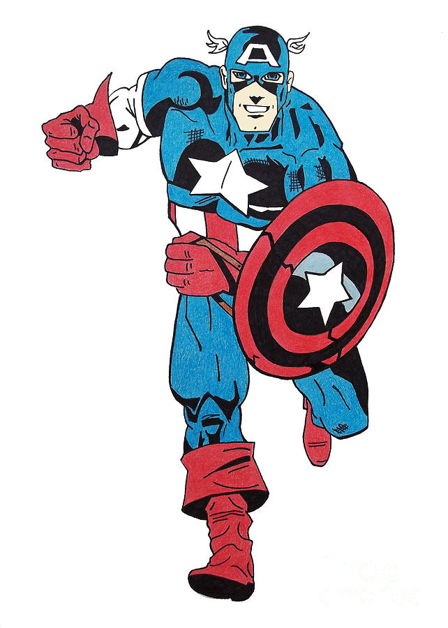 Captain America Drawing By Gabrielle Aguilar destiné Dessin Capitaine America
