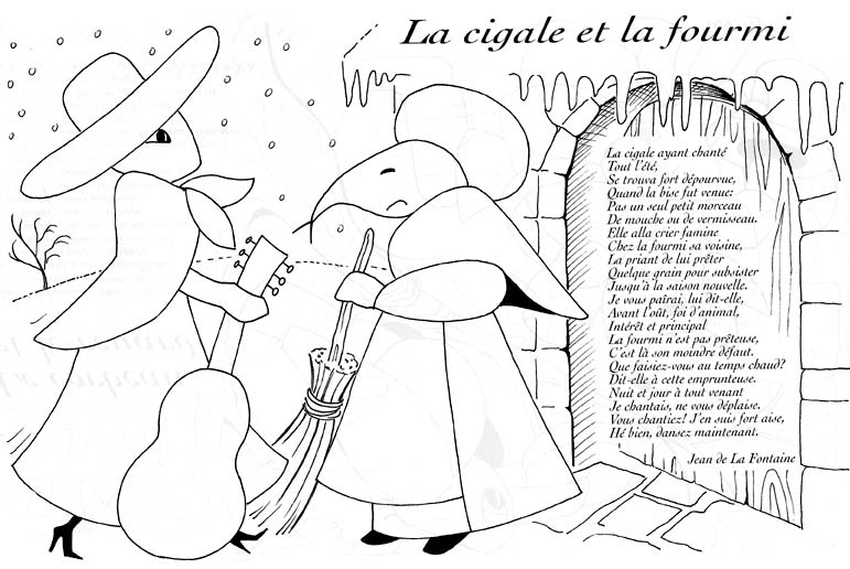 Cigale Fourmi Lafontaine - Coloriage Les Fables De Lafontaine dedans Cigale Et La Fourmi Dessin