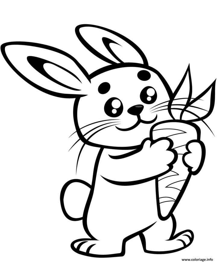 Coloriage Adorable Lapin Avec Une Carotte Dessin Lapin À Imprimer encequiconcerne Lapin Imprimer