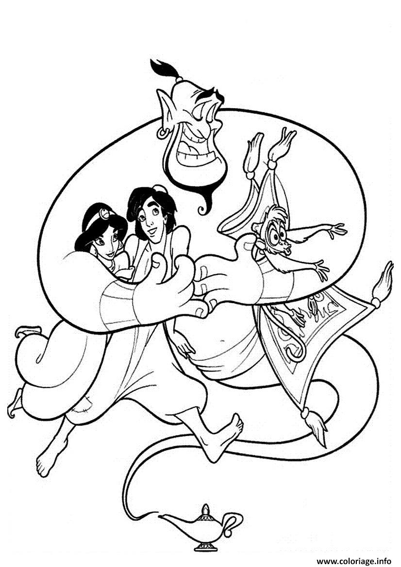 Coloriage Aladdin Jasmine Et Le Magicien - Jecolorie dedans Coloriages Aladdin