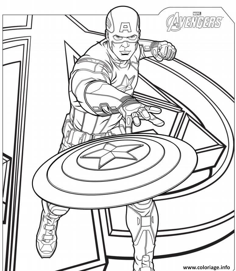 Coloriage Captain America Avengers Dessin Marvel À Imprimer tout Dessin Capitaine America