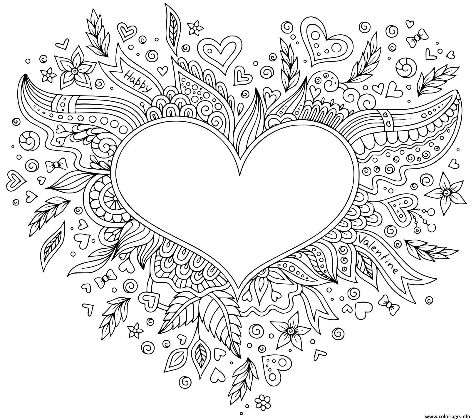 Coloriage Coeur Saint Valentin A Imprimer - Shizukuglassb serapportantà Mandala Coeur Adulte