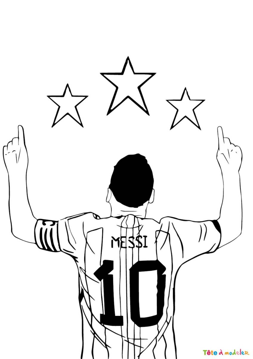 Coloriage De Messi Le Footballeur À Imprimer Avec Tête À Modeler serapportantà Footballeur Coloriage