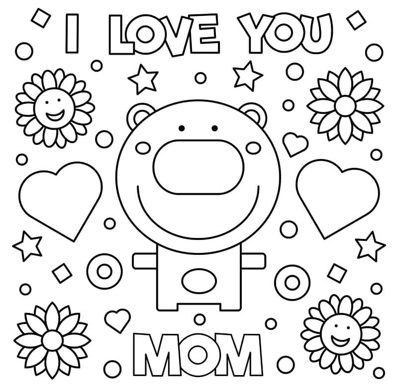 Coloriage Dessin De Je T'Aime Maman - Télécharger Et Imprimer Gratuit destiné Dessin Je T'Aime Maman