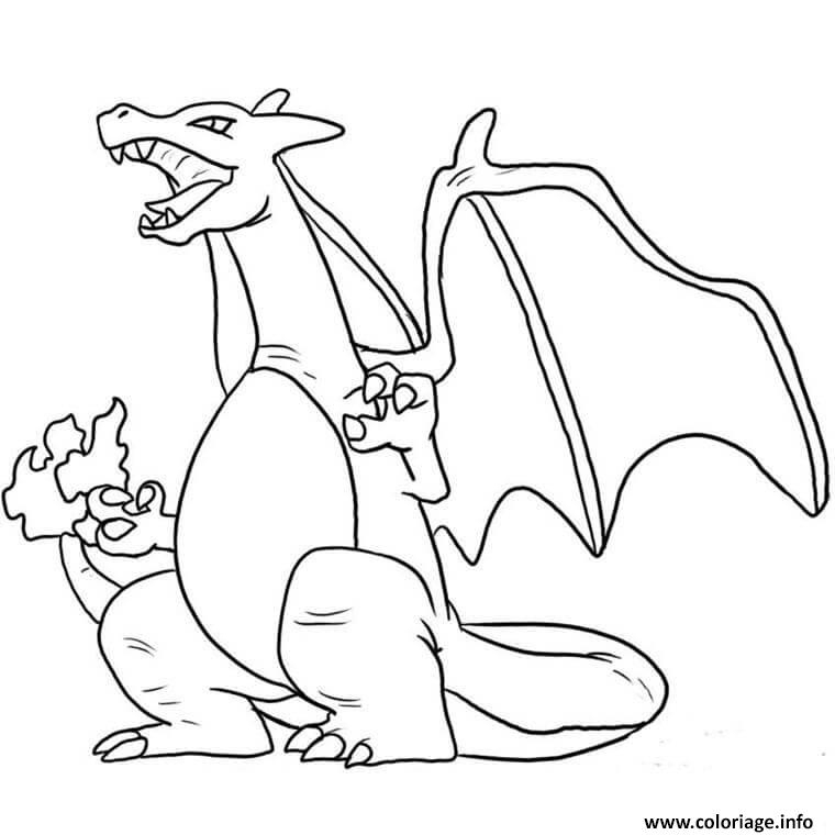 Coloriage Dracaufeu Dragon Pokemon Souffle Brulant - Jecolorie tout Dracofeu Dessin
