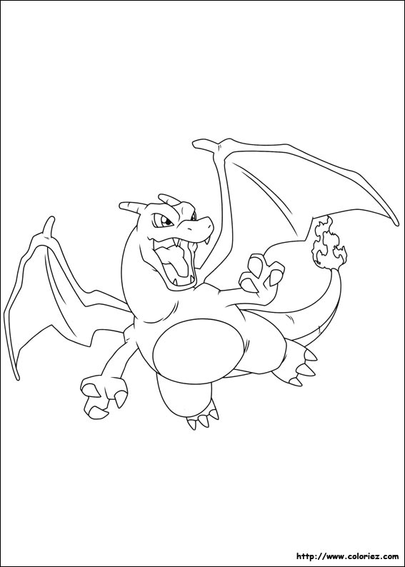 Coloriage - Dracaufeu pour Dessin Dracofeu