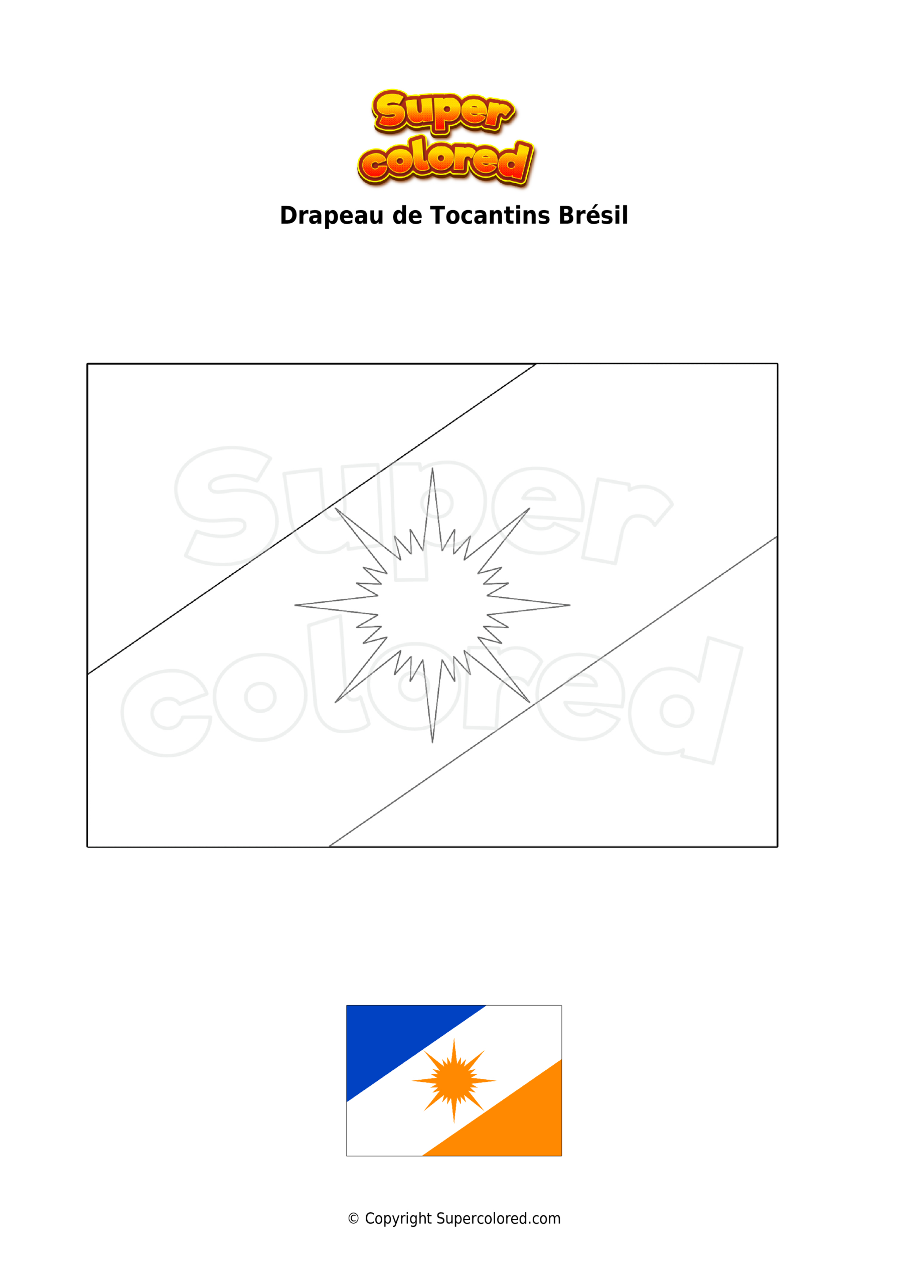 Coloriage Drapeau De Tocantins Brésil - Supercolored concernant Drapeau Bresil Coloriage