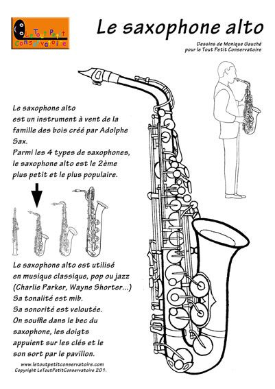 Coloriage Du Saxophone Alto. Dessine Le Saxophone Alto, Dessin tout Coloriage Saxophone