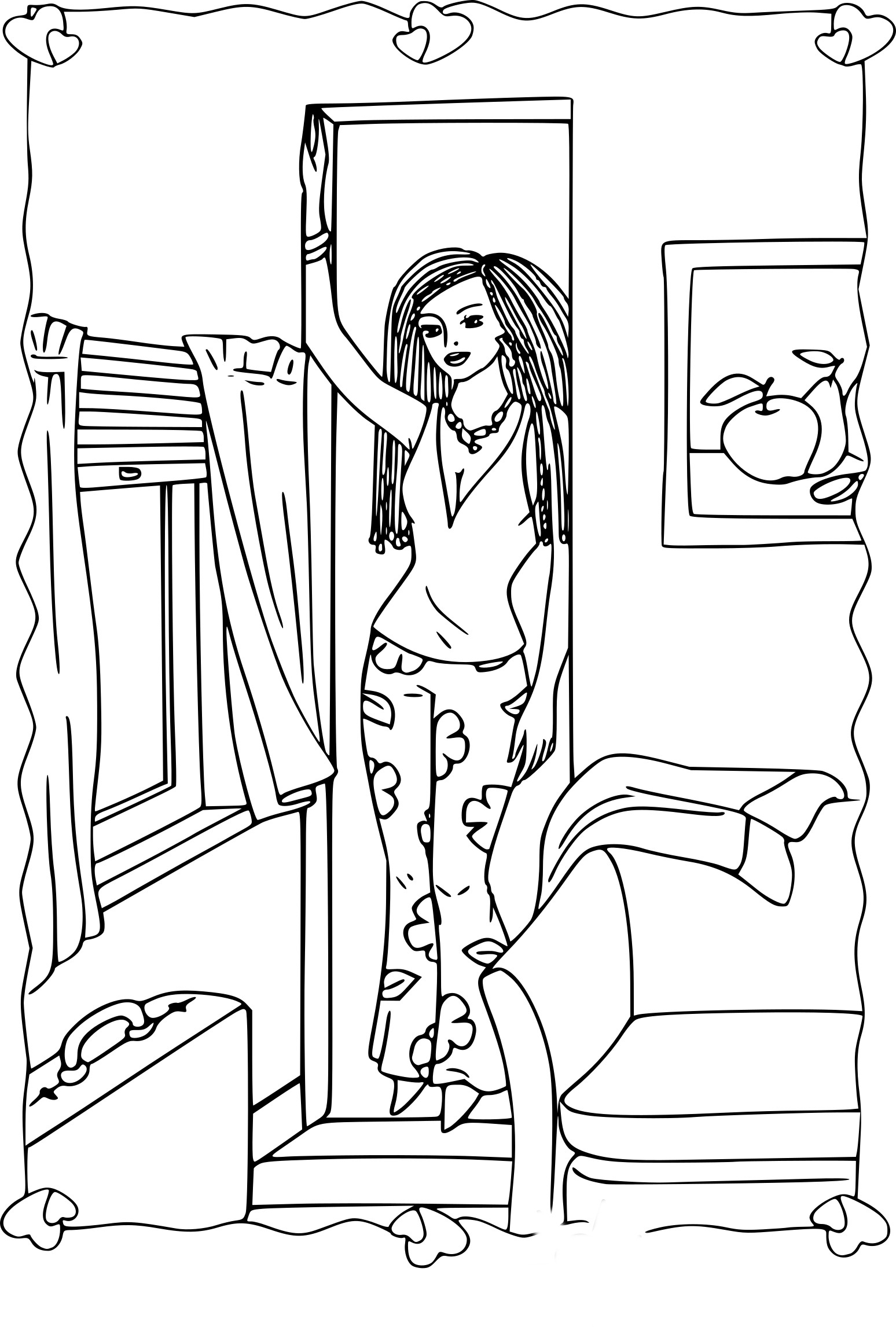 Coloriage Fille Dans Le Salon À Imprimer destiné Coloriage A Imprimer Fille