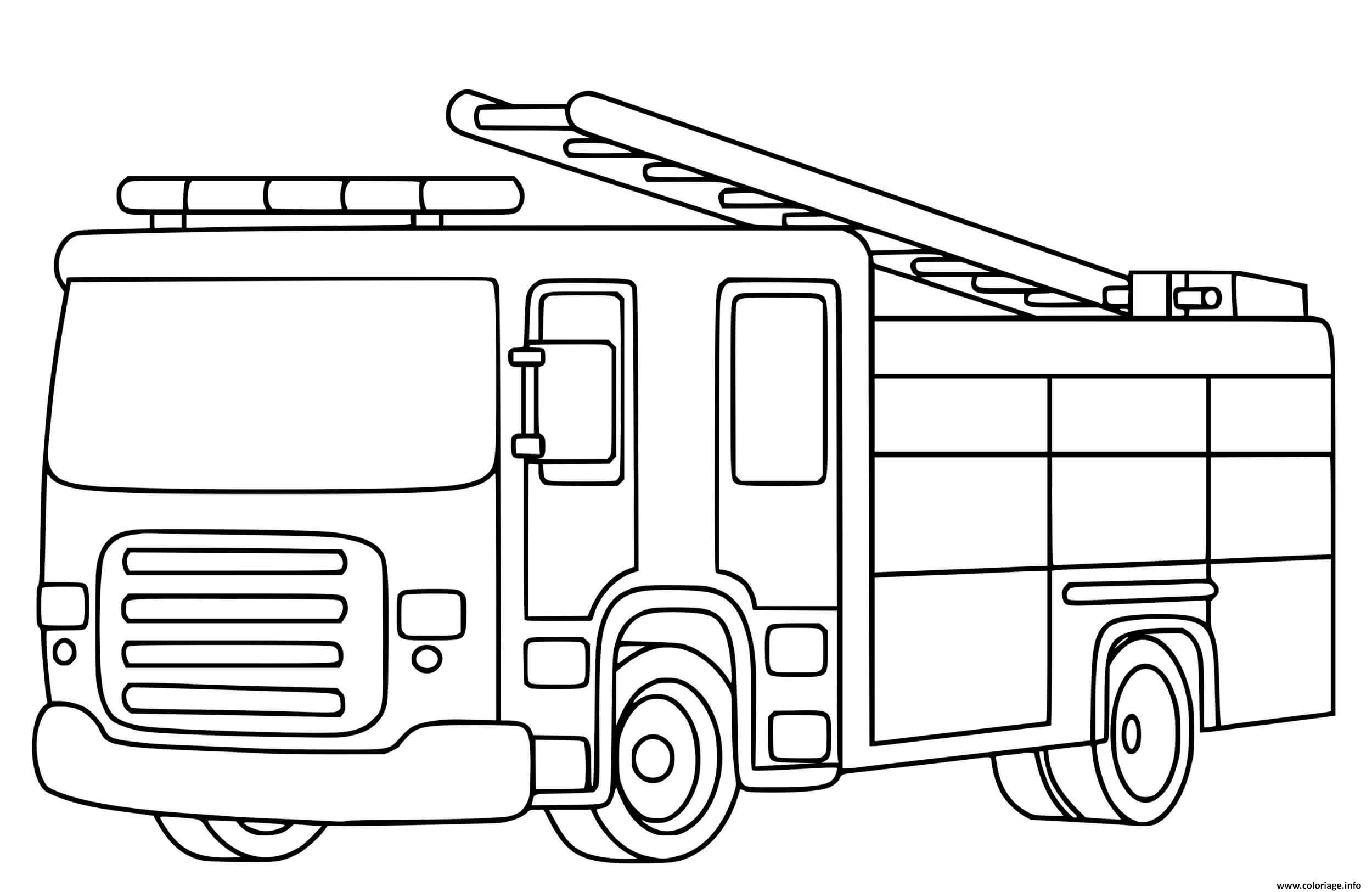 Coloriage Fire Truck Pour Enfants Dessin Pompier À Imprimer destiné Coloriage Pompier