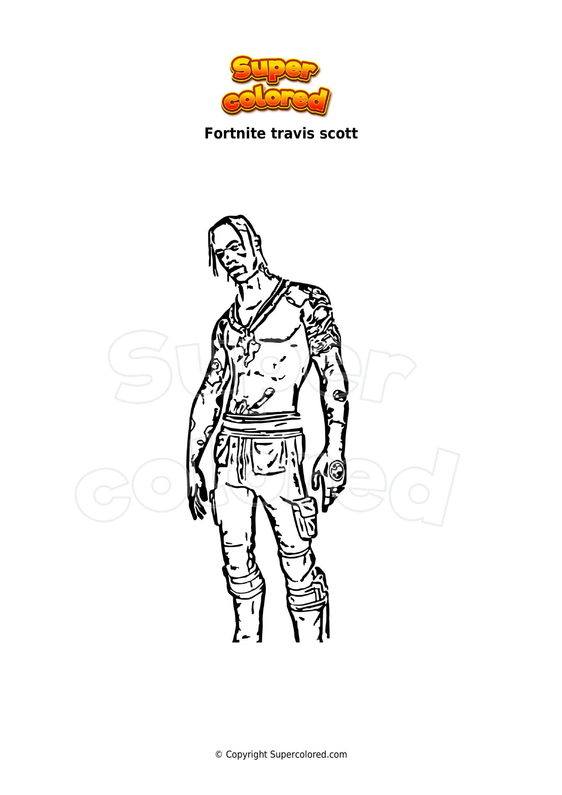 Coloriage Fortnite Travis Scott - Supercolored destiné Coloriage Fornite