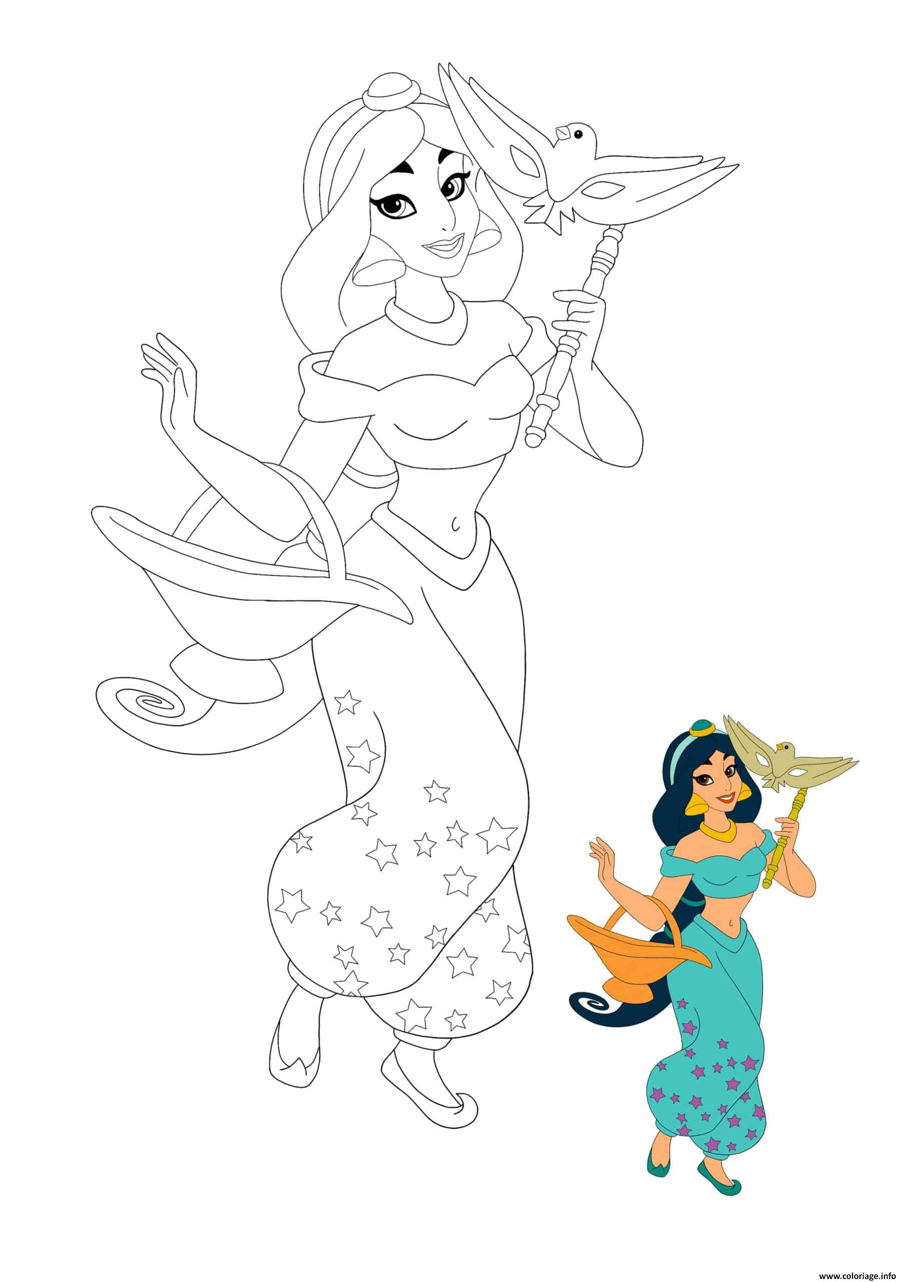 Coloriage Jasmine Princesse De Aladdin Avec Couleur - Jecolorie concernant Coloriages Aladdin