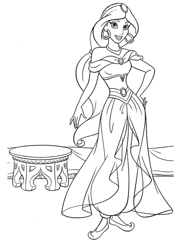 Coloriage Jasmine Princesse Disney - Coloriages Jasmine - Des pour Coloriage Princesse Jasmine