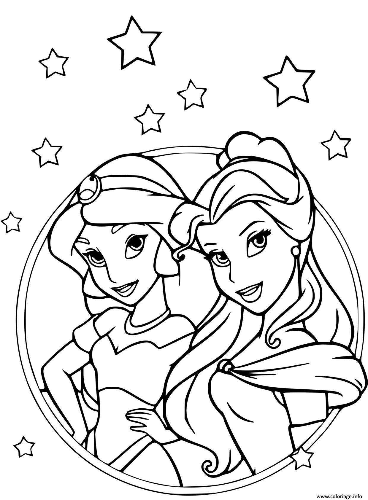 Coloriage Les Princesses Jasmine Dans Aladdin Et Belle Et La Bete avec Dessin A Imprimer De Princesse