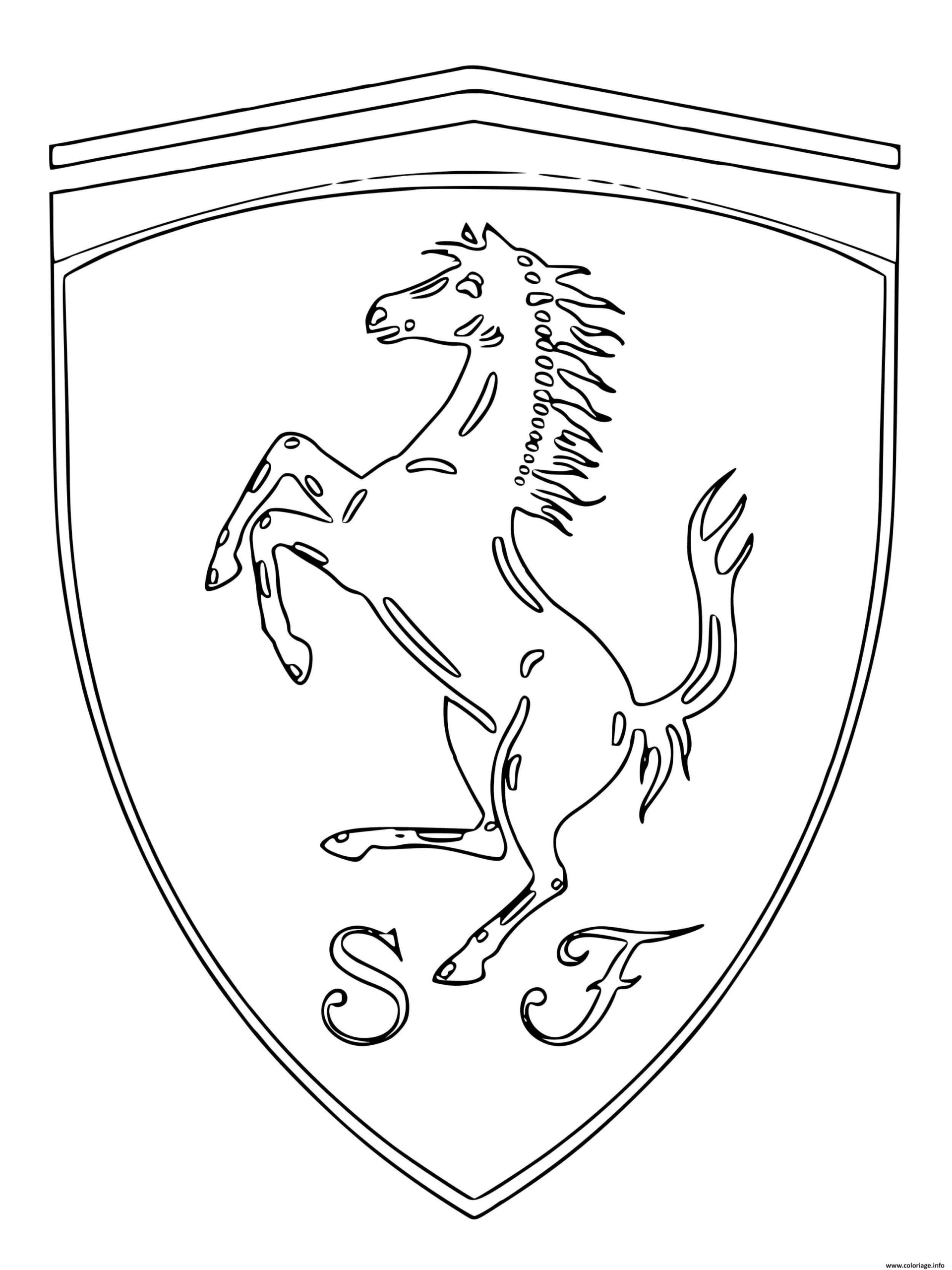Coloriage Logo Voiture Ferrari Cheval - Jecolorie encequiconcerne Dessin De Ferrari