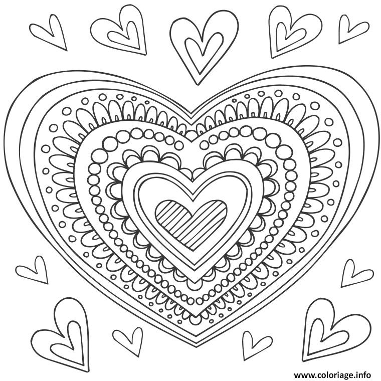 Coloriage Mandala Coeur Dessin Coeur À Imprimer pour Dessin Coeur À Imprimer