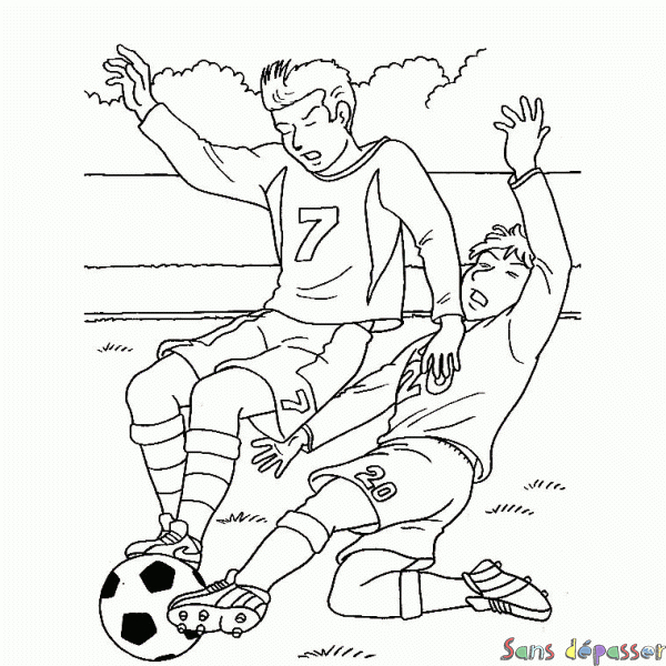Coloriage Match De Football - Sans Dépasser à Footballeur A Imprimer